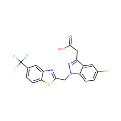 O=C(O)Cc1nn(Cc2nc3cc(C(F)(F)F)ccc3s2)c2ccc(Cl)cc12 ZINC000013650636