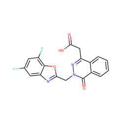 O=C(O)Cc1nn(Cc2nc3cc(F)cc(F)c3o2)c(=O)c2ccccc12 ZINC000013448970