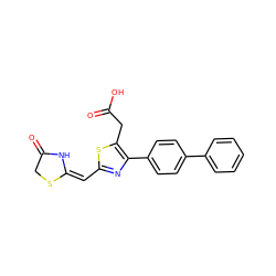 O=C(O)Cc1sc(/C=C2\NC(=O)CS2)nc1-c1ccc(-c2ccccc2)cc1 ZINC000095603937