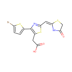 O=C(O)Cc1sc(/C=C2\NC(=O)CS2)nc1-c1ccc(Br)s1 ZINC000095604122