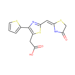 O=C(O)Cc1sc(/C=C2\NC(=O)CS2)nc1-c1cccs1 ZINC000095602491