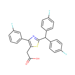 O=C(O)Cc1sc(C(c2ccc(F)cc2)c2ccc(F)cc2)nc1-c1cccc(F)c1 ZINC000035970694