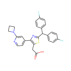 O=C(O)Cc1sc(C(c2ccc(F)cc2)c2ccc(F)cc2)nc1-c1ccnc(N2CCC2)c1 ZINC000045337711