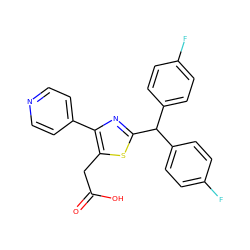 O=C(O)Cc1sc(C(c2ccc(F)cc2)c2ccc(F)cc2)nc1-c1ccncc1 ZINC000045367729