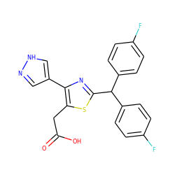 O=C(O)Cc1sc(C(c2ccc(F)cc2)c2ccc(F)cc2)nc1-c1cn[nH]c1 ZINC000045339799