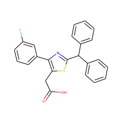 O=C(O)Cc1sc(C(c2ccccc2)c2ccccc2)nc1-c1cccc(F)c1 ZINC000035932673