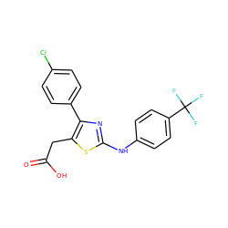 O=C(O)Cc1sc(Nc2ccc(C(F)(F)F)cc2)nc1-c1ccc(Cl)cc1 ZINC000045358198