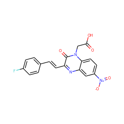 O=C(O)Cn1c(=O)c(/C=C/c2ccc(F)cc2)nc2cc([N+](=O)[O-])ccc21 ZINC000169342614