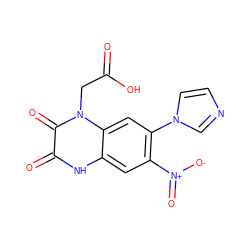 O=C(O)Cn1c(=O)c(=O)[nH]c2cc([N+](=O)[O-])c(-n3ccnc3)cc21 ZINC000001891930