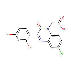 O=C(O)Cn1c(=O)c(-c2ccc(O)cc2O)nc2cc(Cl)ccc21 ZINC000299871733