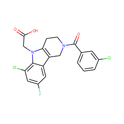 O=C(O)Cn1c2c(c3cc(F)cc(Cl)c31)CN(C(=O)c1cccc(Cl)c1)CC2 ZINC000096271035