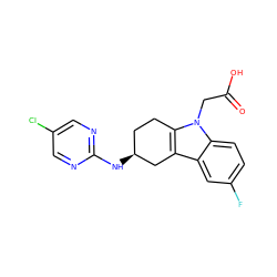 O=C(O)Cn1c2c(c3cc(F)ccc31)C[C@@H](Nc1ncc(Cl)cn1)CC2 ZINC000145873182