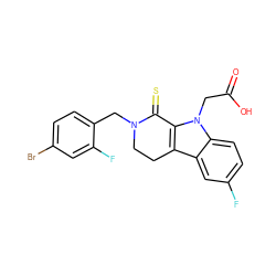 O=C(O)Cn1c2c(c3cc(F)ccc31)CCN(Cc1ccc(Br)cc1F)C2=S ZINC000073198540