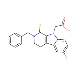 O=C(O)Cn1c2c(c3cc(I)ccc31)CCN(Cc1ccccc1)C2=S ZINC000082156808