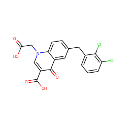 O=C(O)Cn1cc(C(=O)O)c(=O)c2cc(Cc3cccc(Cl)c3Cl)ccc21 ZINC000033817937