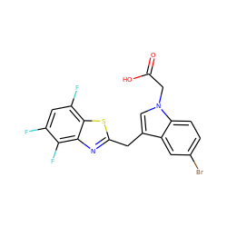 O=C(O)Cn1cc(Cc2nc3c(F)c(F)cc(F)c3s2)c2cc(Br)ccc21 ZINC000011536158