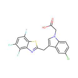 O=C(O)Cn1cc(Cc2nc3c(F)c(F)cc(F)c3s2)c2cc(Cl)ccc21 ZINC000011536229