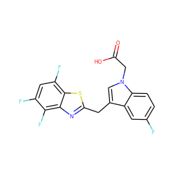 O=C(O)Cn1cc(Cc2nc3c(F)c(F)cc(F)c3s2)c2cc(F)ccc21 ZINC000011536159