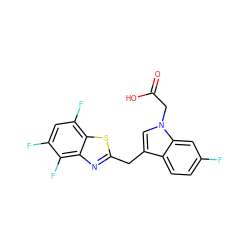 O=C(O)Cn1cc(Cc2nc3c(F)c(F)cc(F)c3s2)c2ccc(F)cc21 ZINC000011536153