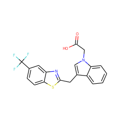 O=C(O)Cn1cc(Cc2nc3cc(C(F)(F)F)ccc3s2)c2ccccc21 ZINC000011536152