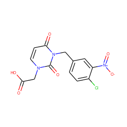 O=C(O)Cn1ccc(=O)n(Cc2ccc(Cl)c([N+](=O)[O-])c2)c1=O ZINC000013761141