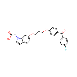 O=C(O)Cn1ccc2ccc(OCCCOc3ccc(C(=O)c4ccc(F)cc4)cc3)cc21 ZINC000013681498