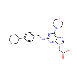 O=C(O)Cn1cnc2c(N3CCOCC3)nc(NCc3ccc(C4CCCCC4)cc3)nc21 ZINC000066100030