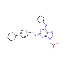 O=C(O)Cn1cnc2c(NC3CCCC3)nc(NCc3ccc(C4CCCCC4)cc3)nc21 ZINC000066066281