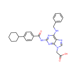 O=C(O)Cn1cnc2c(NCc3ccccc3)nc(NC(=O)c3ccc(C4CCCCC4)cc3)nc21 ZINC000066076401