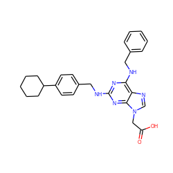 O=C(O)Cn1cnc2c(NCc3ccccc3)nc(NCc3ccc(C4CCCCC4)cc3)nc21 ZINC000066079664