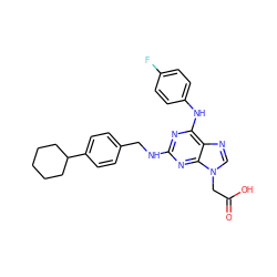 O=C(O)Cn1cnc2c(Nc3ccc(F)cc3)nc(NCc3ccc(C4CCCCC4)cc3)nc21 ZINC000066065950