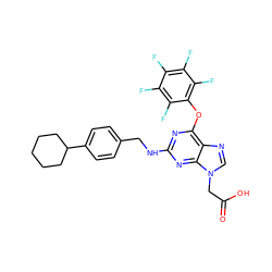 O=C(O)Cn1cnc2c(Oc3c(F)c(F)c(F)c(F)c3F)nc(NCc3ccc(C4CCCCC4)cc3)nc21 ZINC000066080279