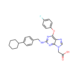 O=C(O)Cn1cnc2c(Oc3ccc(F)cc3)nc(NCc3ccc(C4CCCCC4)cc3)nc21 ZINC000066100040