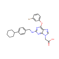 O=C(O)Cn1cnc2c(Oc3cccc(Br)c3)nc(NCc3ccc(C4CCCCC4)cc3)nc21 ZINC000066100038