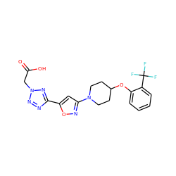 O=C(O)Cn1nnc(-c2cc(N3CCC(Oc4ccccc4C(F)(F)F)CC3)no2)n1 ZINC000095594576