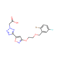 O=C(O)Cn1nnc(-c2cc(OCCOCc3cc(F)ccc3Br)no2)n1 ZINC000073199840