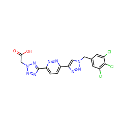 O=C(O)Cn1nnc(-c2ccc(-c3cn(Cc4cc(Cl)c(Cl)c(Cl)c4)nn3)nn2)n1 ZINC000073162477