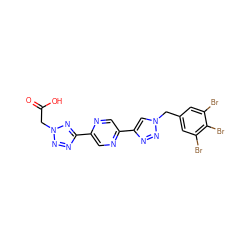 O=C(O)Cn1nnc(-c2cnc(-c3cn(Cc4cc(Br)c(Br)c(Br)c4)nn3)cn2)n1 ZINC000073163811