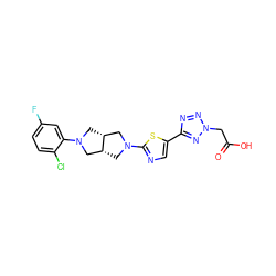 O=C(O)Cn1nnc(-c2cnc(N3C[C@@H]4CN(c5cc(F)ccc5Cl)C[C@@H]4C3)s2)n1 ZINC000068246703