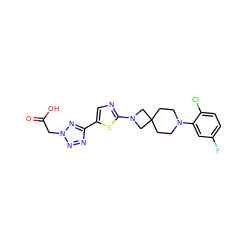 O=C(O)Cn1nnc(-c2cnc(N3CC4(CCN(c5cc(F)ccc5Cl)CC4)C3)s2)n1 ZINC000073222580