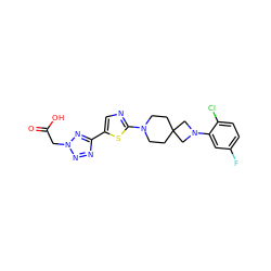 O=C(O)Cn1nnc(-c2cnc(N3CCC4(CC3)CN(c3cc(F)ccc3Cl)C4)s2)n1 ZINC000073223101