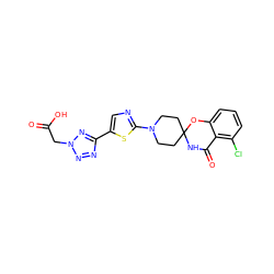 O=C(O)Cn1nnc(-c2cnc(N3CCC4(CC3)NC(=O)c3c(Cl)cccc3O4)s2)n1 ZINC000200039115