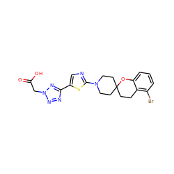 O=C(O)Cn1nnc(-c2cnc(N3CCC4(CCc5c(Br)cccc5O4)CC3)s2)n1 ZINC000068245863