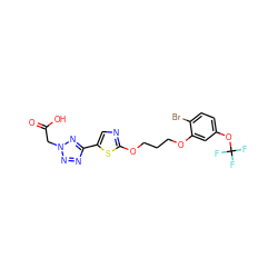 O=C(O)Cn1nnc(-c2cnc(OCCCOc3cc(OC(F)(F)F)ccc3Br)s2)n1 ZINC000082156965