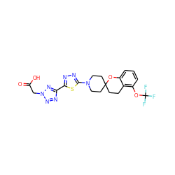 O=C(O)Cn1nnc(-c2nnc(N3CCC4(CCc5c(OC(F)(F)F)cccc5O4)CC3)s2)n1 ZINC000068245860