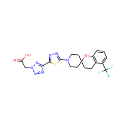 O=C(O)Cn1nnc(-c2nnc(N3CCC4(CCc5c(cccc5C(F)(F)F)O4)CC3)s2)n1 ZINC000068245865