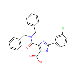 O=C(O)c1[nH]c(-c2cccc(Cl)c2)nc1C(=O)N(Cc1ccccc1)Cc1ccccc1 ZINC000064526381