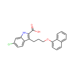 O=C(O)c1[nH]c2cc(Cl)ccc2c1CCCOc1cccc2ccccc12 ZINC000095597457