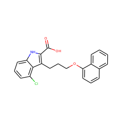 O=C(O)c1[nH]c2cccc(Cl)c2c1CCCOc1cccc2ccccc12 ZINC000095598183