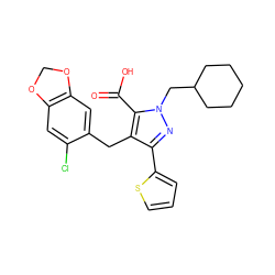 O=C(O)c1c(Cc2cc3c(cc2Cl)OCO3)c(-c2cccs2)nn1CC1CCCCC1 ZINC000026575587